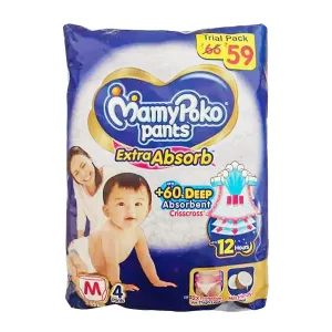 MamyPoko Pants Baby Diaper Extra Absorb (7–12 kg) – Size M – 4 Pants